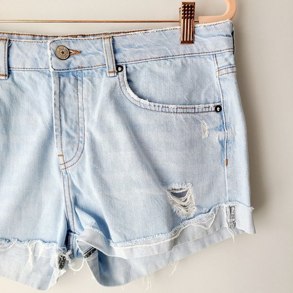 MANGO Light Wash Blue Distressed Denim Shorts - Picture 5 of 8